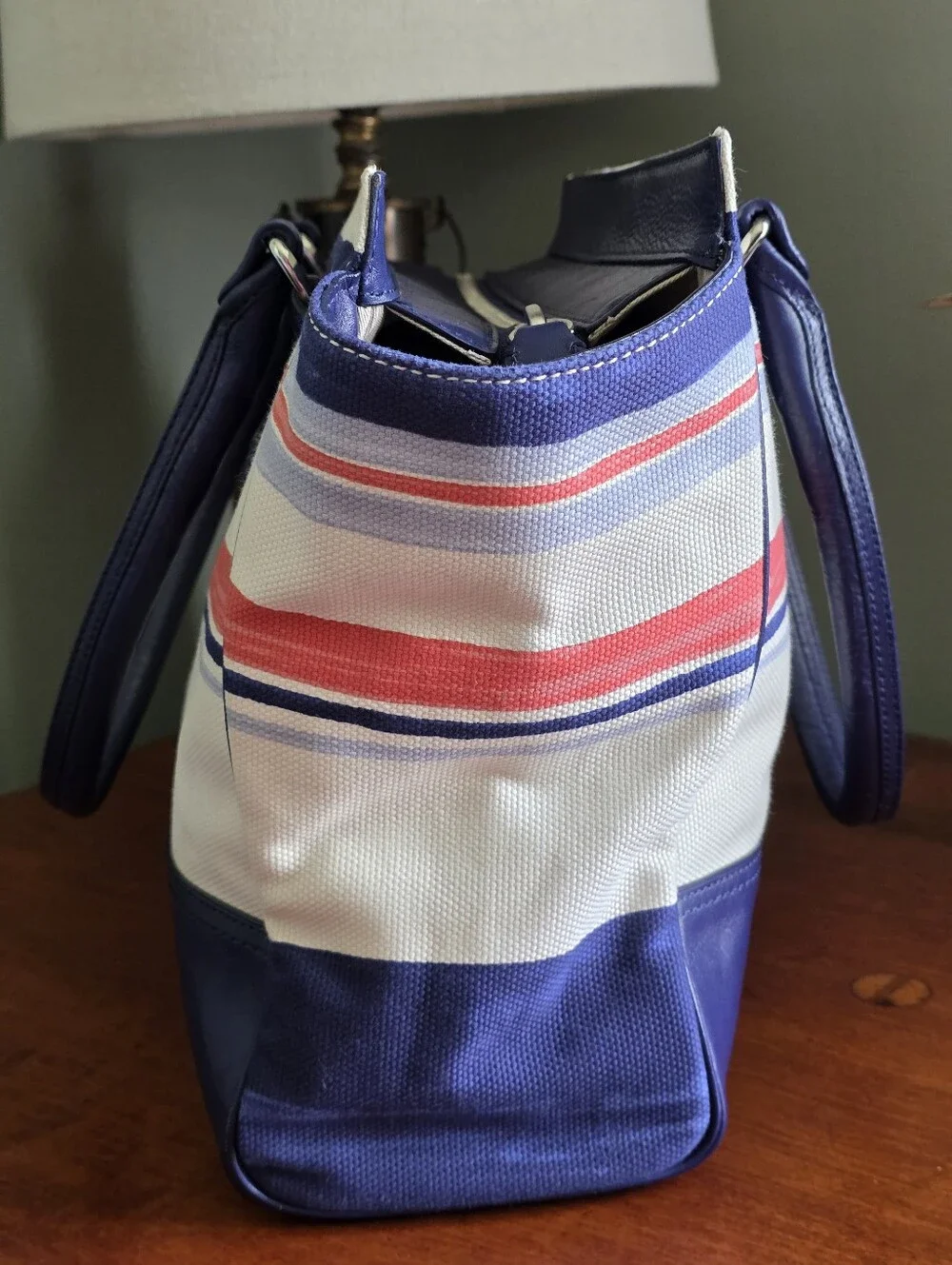 Coach Candace 22397 Legacy Stripe Canvas Leather Carryall Tote Bag Y2K